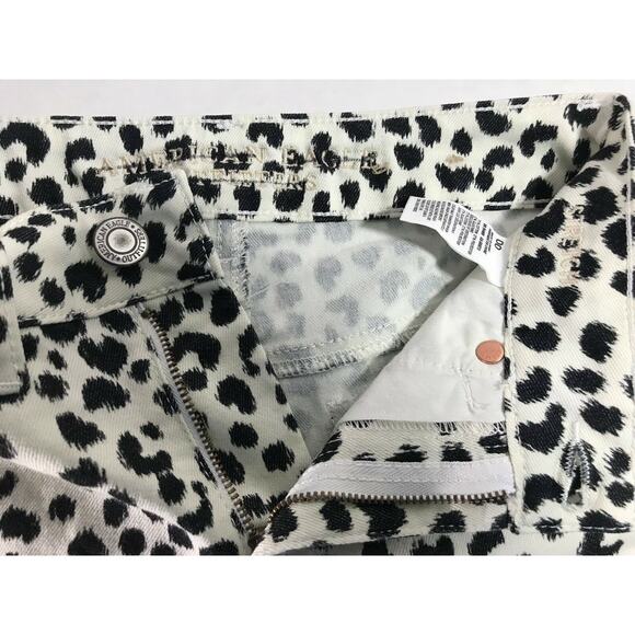 American Eagle Outfitters Beige Black Animal Print Denim Shorts 00 - Picture 4 of 6